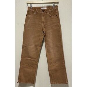 TNR Jeans Womens Size 24 Caramel Brown Wide Leg Raw Hem JP21588
